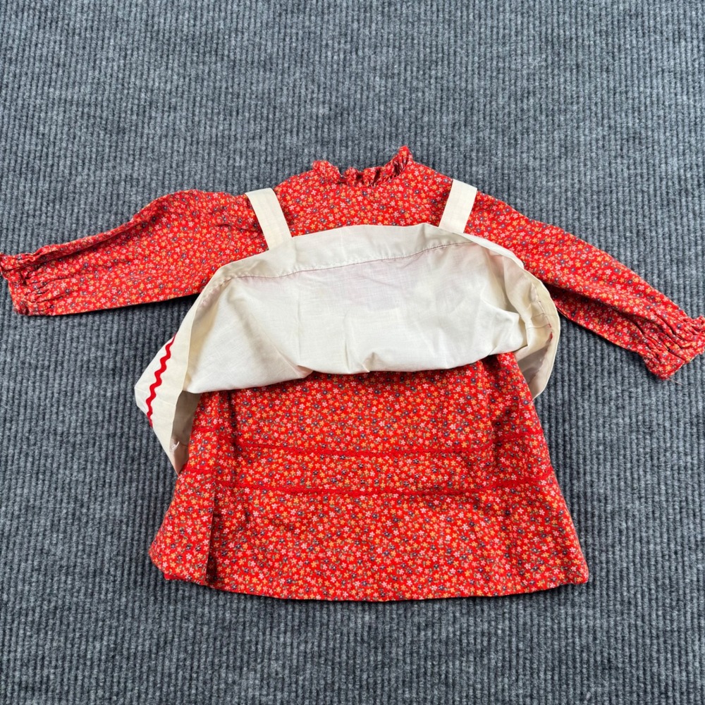 Vintage Handmade Girls Prairie Dress Set Calico Floral Pinafore Cottagecore 963 - Picture 8 of 13